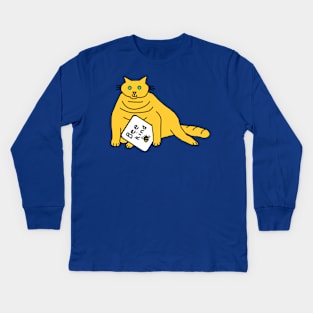 Cute Yellow Cat says Be Kind Kids Long Sleeve T-Shirt